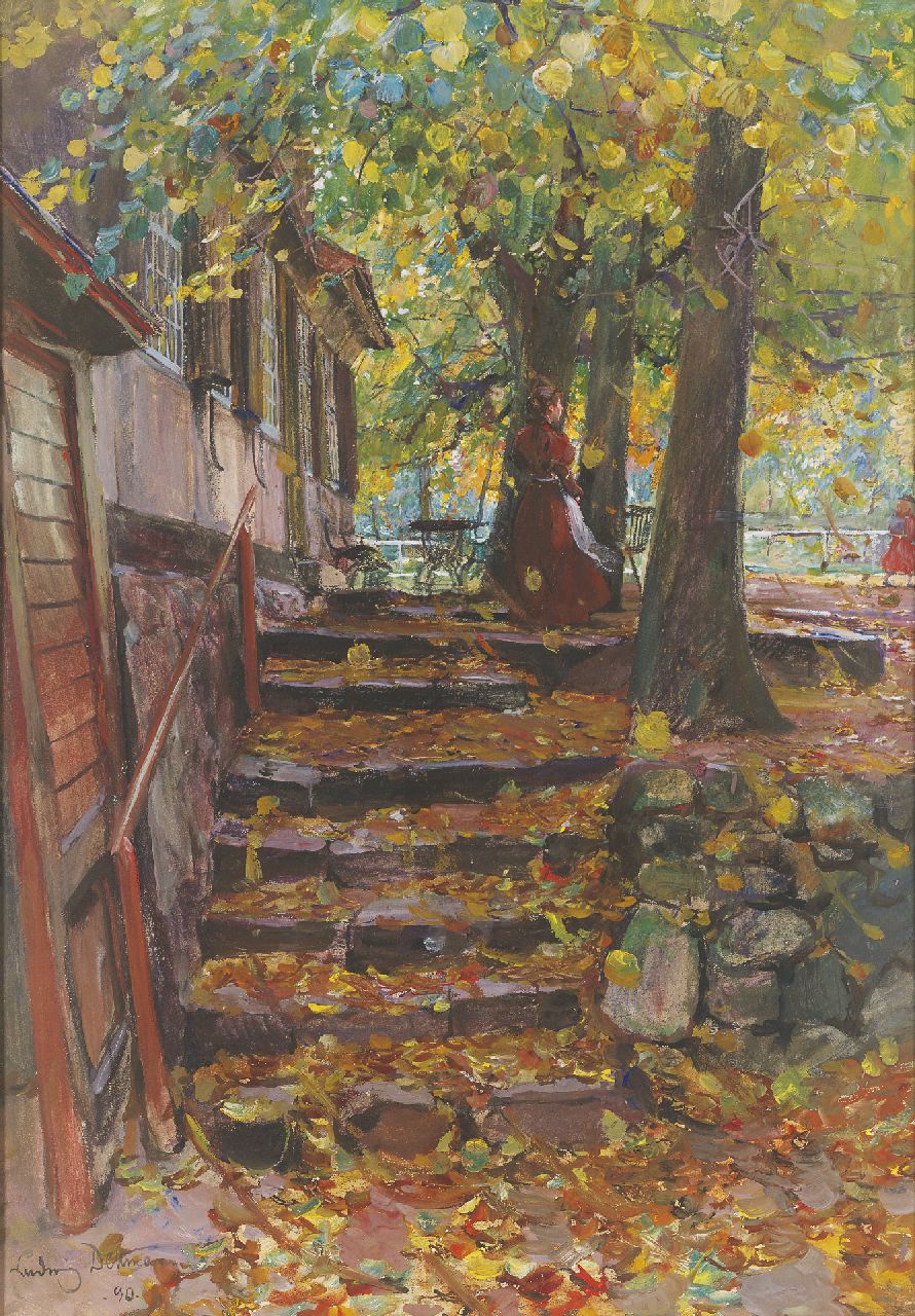 Ludwig Julius Christian Dettman | Going to school, gouache on paper laid down on canvas, 86.0 x 60.8 cm, signed l.l. and dated '96