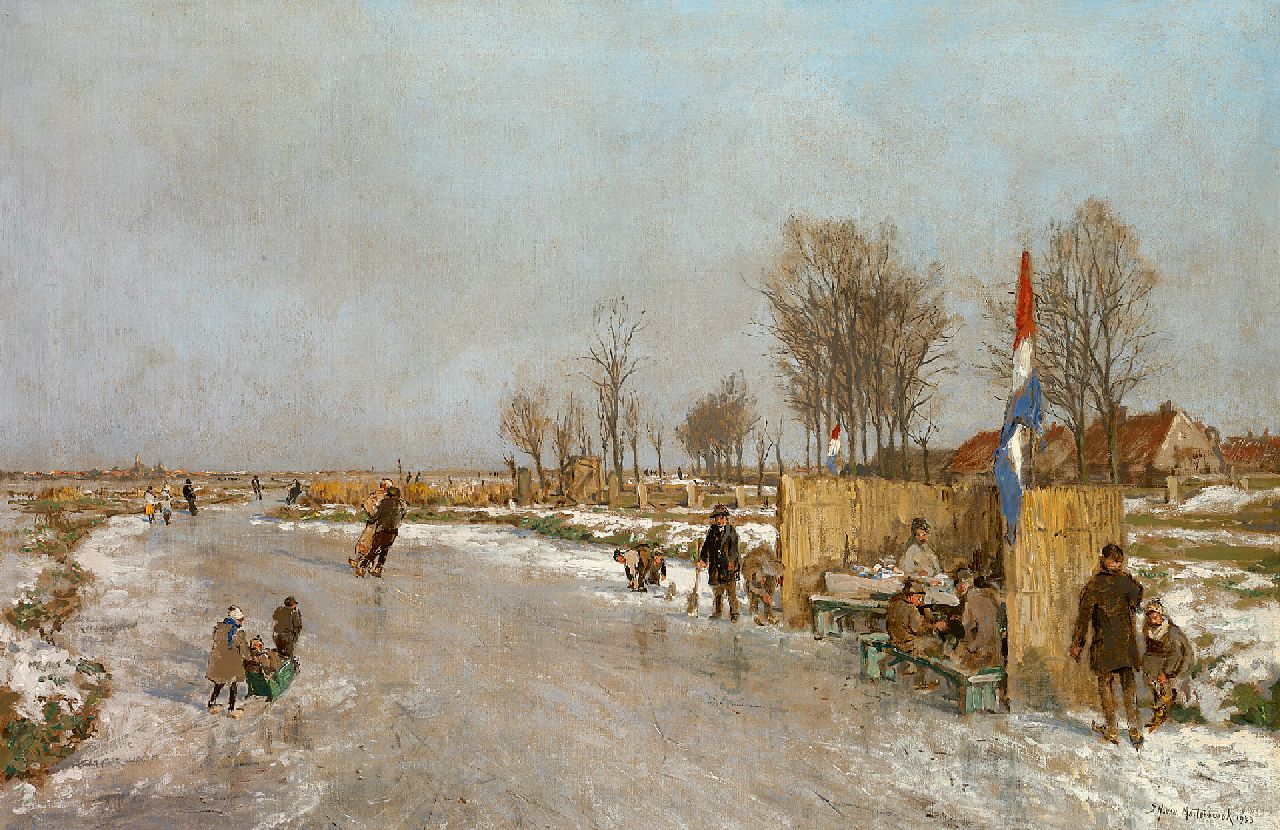 Mastenbroek J.H. van | Johan Hendrik van Mastenbroek | Paintings offered for sale | Winter fun on a Dutch canal, oil on canvas 47.2 x 71.2 cm, signed l.r. and dated 1933