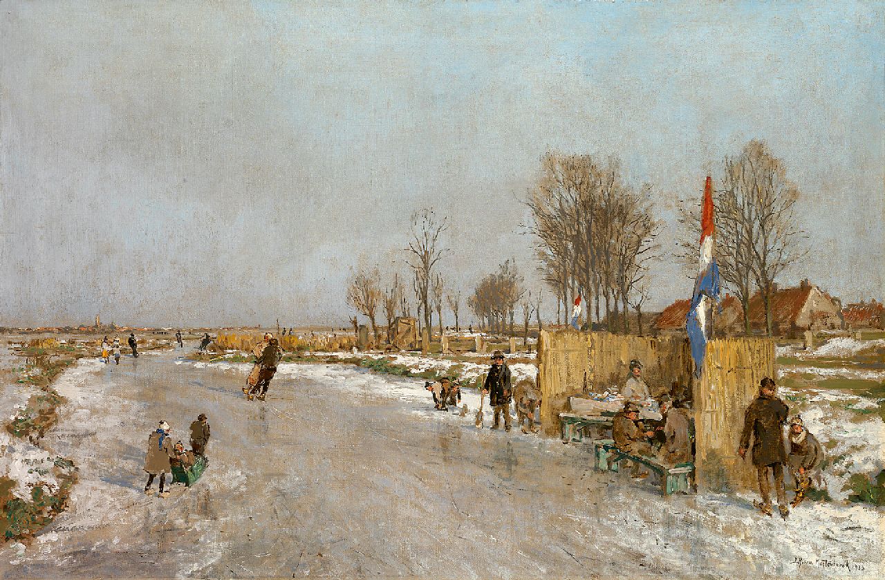 Mastenbroek J.H. van | Johan Hendrik van Mastenbroek | Paintings offered for sale | Winter fun on a Dutch canal, oil on canvas 47.2 x 71.2 cm, signed l.r. and dated 1933