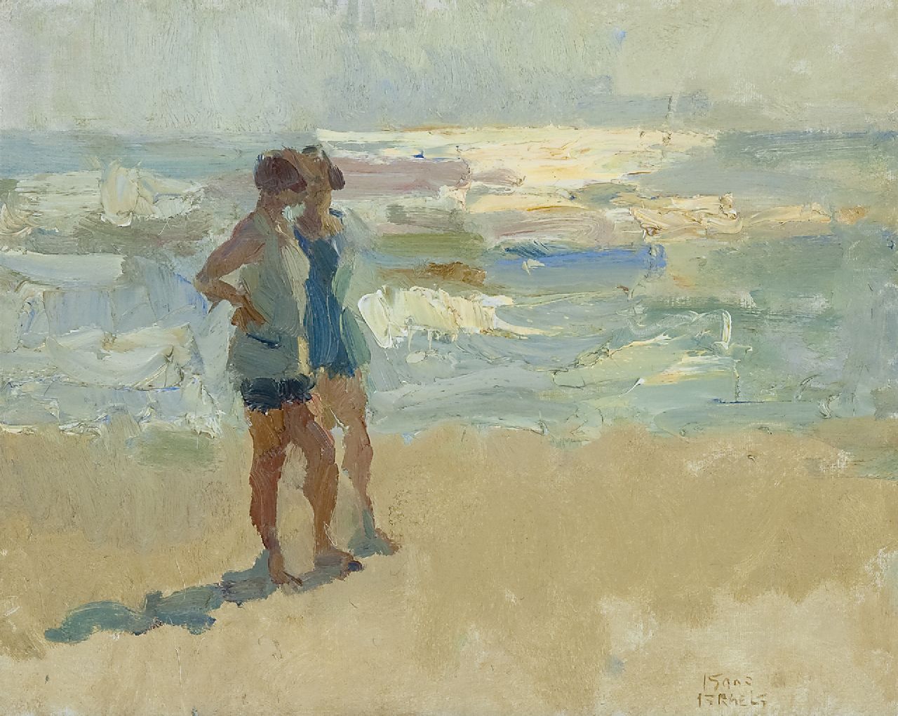 Israels I.L.  | 'Isaac' Lazarus Israels, Ladies on the beach, Viareggio, oil on canvas 40.3 x 50.4 cm, signed l.r.