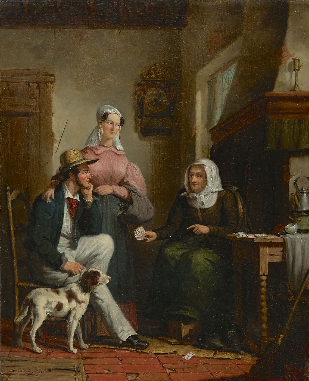 Calisch M.  | Moritz Calisch, The fortune teller, oil on canvas 53.3 x 43.5 cm, signed l.l. and dated 1856