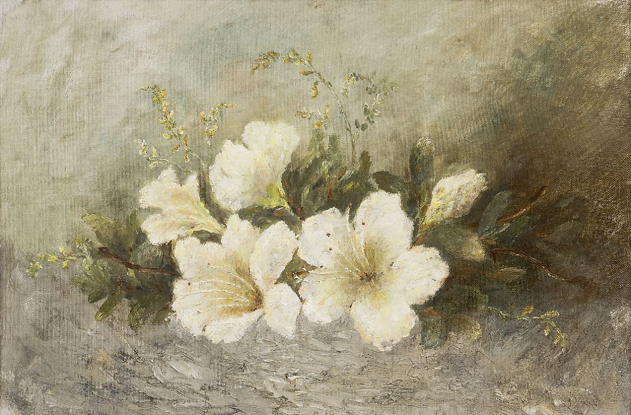 Booms W.C.G.  | Wilhelmine Christine Gerardine Booms, Flower still life, oil on canvas laid down on panel 27.5 x 40.5 cm