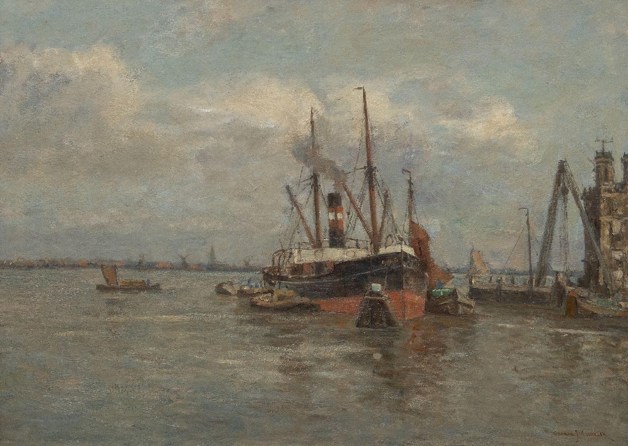 Koekkoek G.J.  | Gerardus Johannes 'Gerard' Koekkoek | Paintings offered for sale | A moored coaster, oil on canvas 59.8 x 80.8 cm, signed l.r.