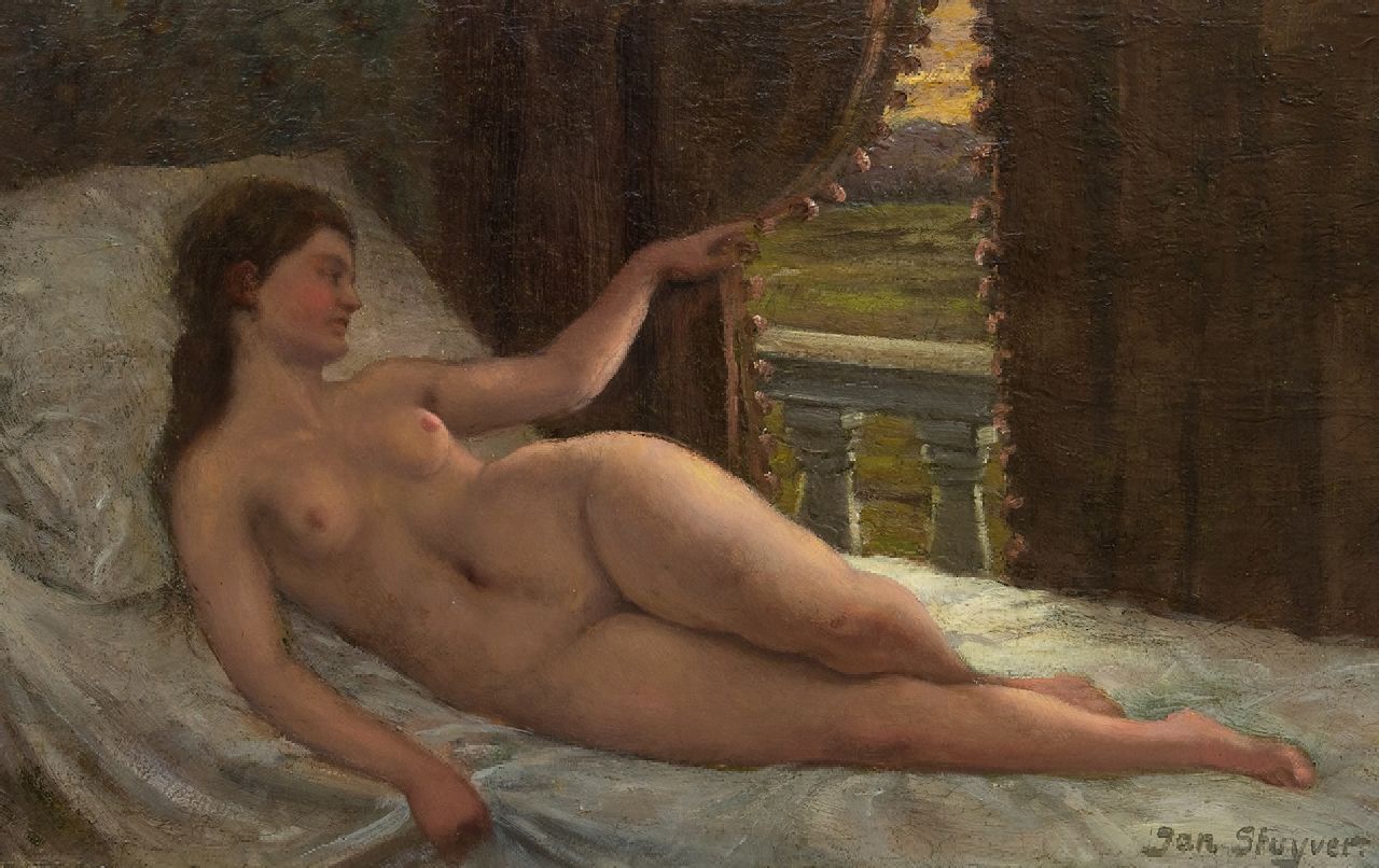 Jan Hendrik Stuiver | Nude, oil on panel, 29.7 x 48.1 cm, signed l.r.