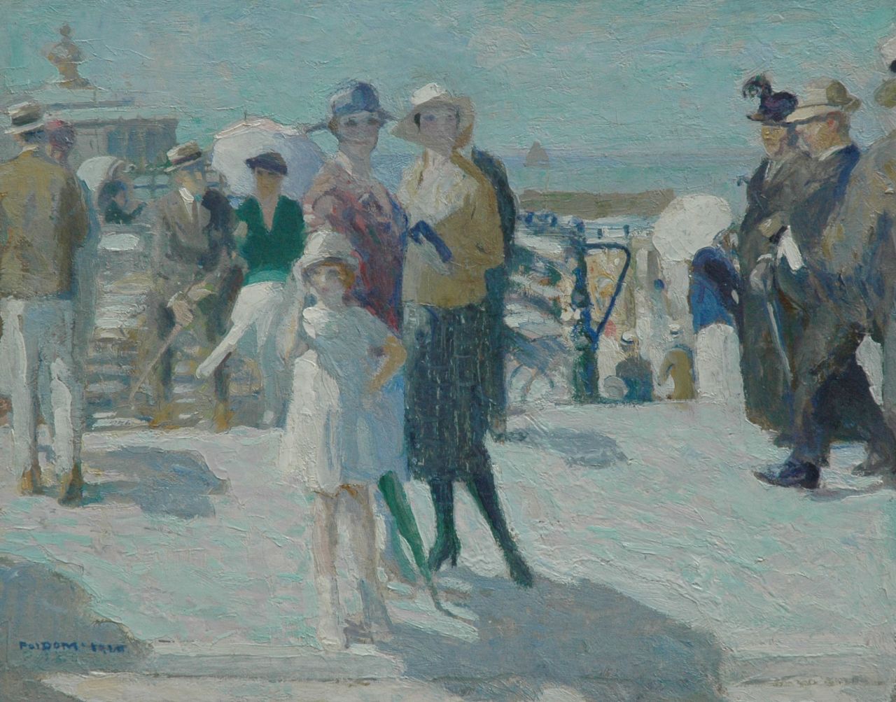 Dom P.L.C.  | Paulus Ludovicus Carolus 'Pol' Dom, Elegant figures on the boulevard at Scheveningen, oil on canvas 40.0 x 50.0 cm, signed l.l. and dated 1920