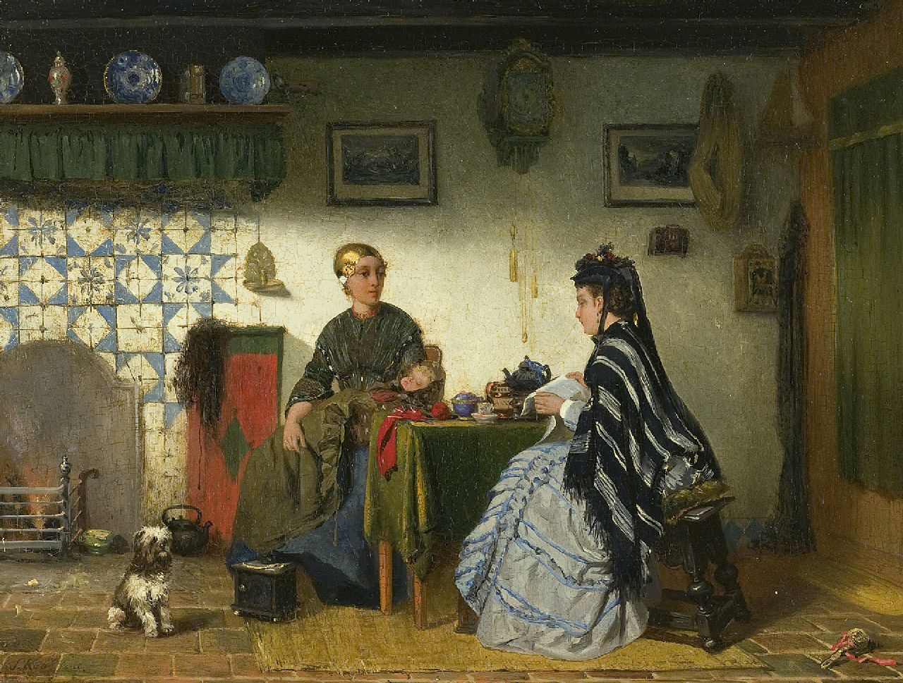 Kool S.C.  | Sipke 'Cornelis' Kool, A Friesland interior, oil on panel 26.6 x 34.9 cm, signed l.l. and dated on the reverse 1875