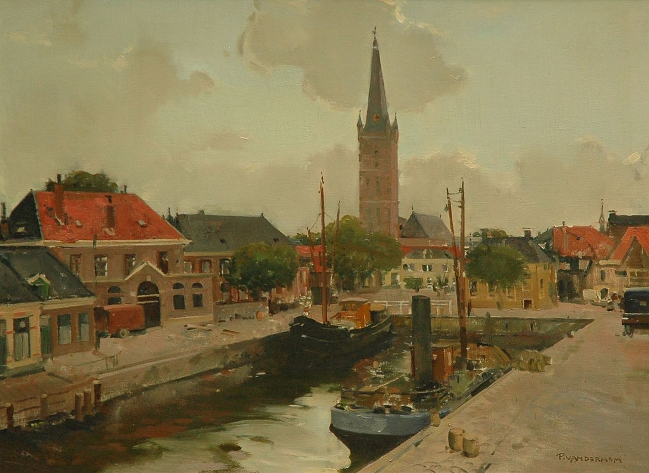 Hem P. van der | Pieter 'Piet' van der Hem, A view of a town, oil on canvas 58.4 x 78.7 cm, signed l.r.