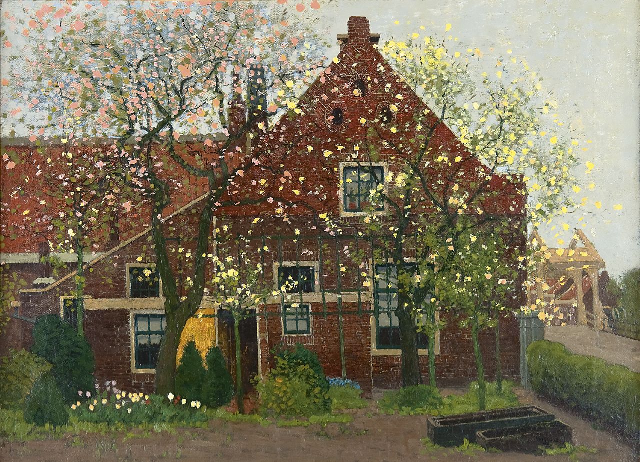 Wiggers D.  | Dirk 'Derk' Wiggers, A house in Loenen in spring, oil on canvas 43.4 x 59.3 cm, signed l.r.