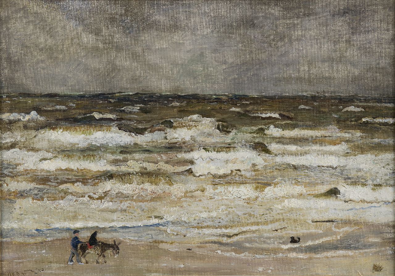 Kamerlingh Onnes H.H.  | 'Harm' Henrick Kamerlingh Onnes, A donkey-ride on the beach, oil on canvas laid down on board 38.1 x 54.4 cm, signed l.l. with monogram and dated '41