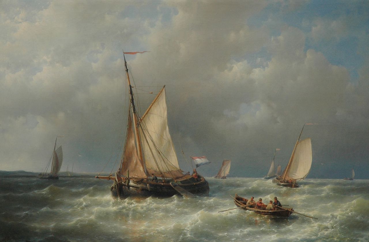 Hulk A.  | Abraham Hulk, Sailing ships at sea, oil on canvas 60.3 x 90.3 cm, signed l.l.