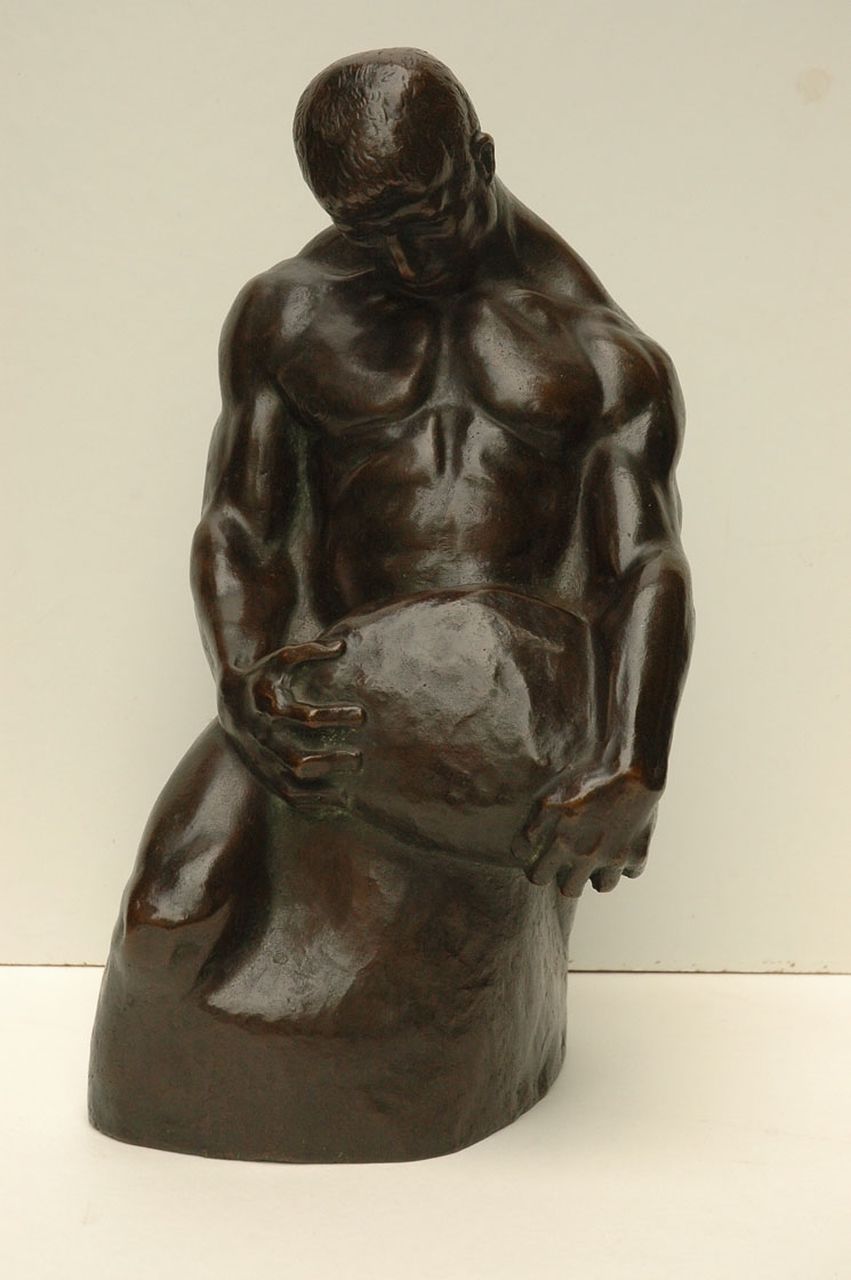 Bauch G.C.  | Georg Curt Bauch, Sisyphos, bronze 35.0 x 17.5 cm, signed along the lower edge
