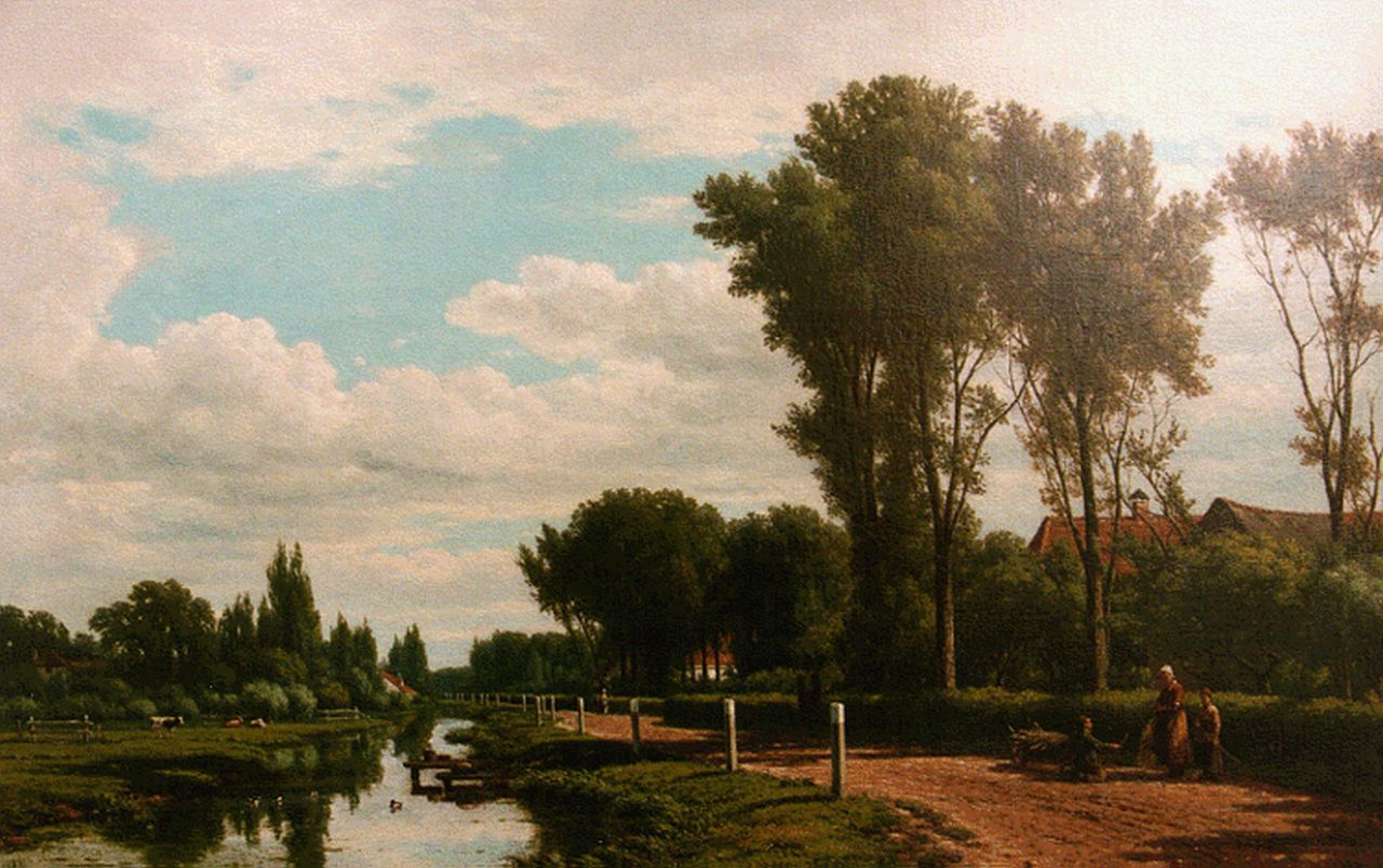 Maaten J.J. van der | Jacob Jan van der Maaten, A summer landscape, oil on canvas 61.0 x 91.0 cm, signed l.r.