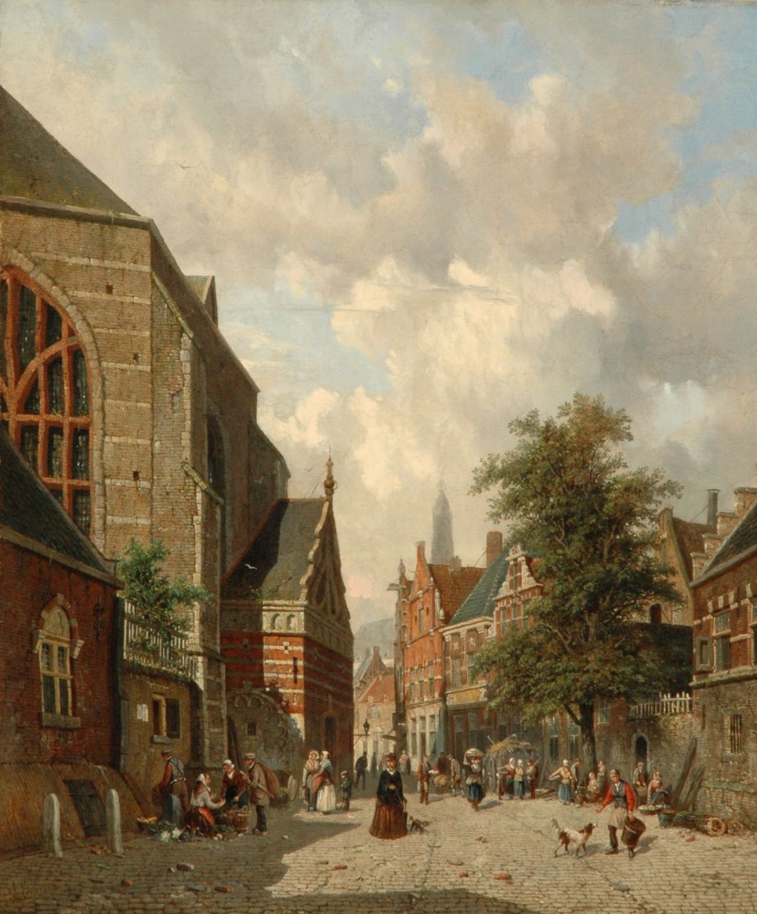 Eversen A.  | Adrianus Eversen, A Dutch street scene with figures, oil on canvas 71.5 x 59.4 cm, signed l.l.