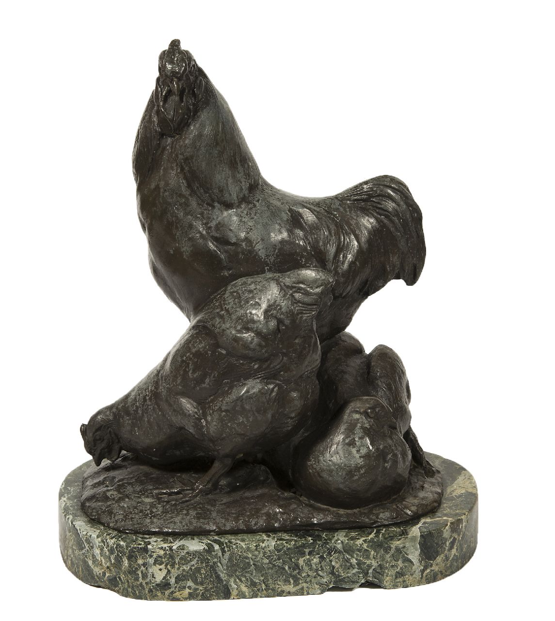 Jozef Franz Pallenberg | Rooster and two hens, bronze, 27.6 x 22.0 cm, signed on the base