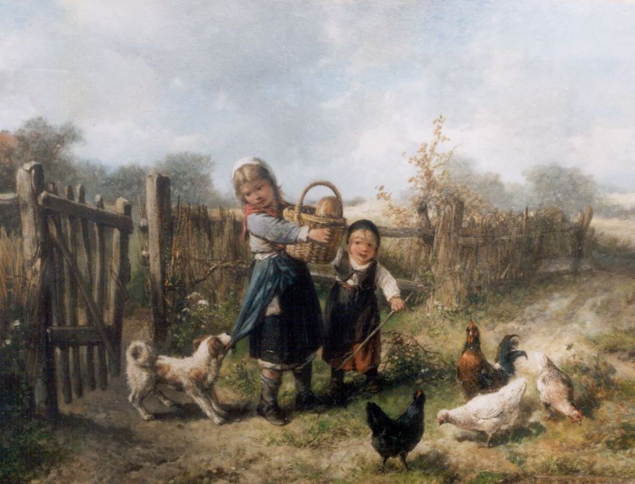 Kate J.M.H. ten | Johan 'Mari' Henri ten Kate, Children in a landscape, oil on panel 37.6 x 49.5 cm, signed l.r.