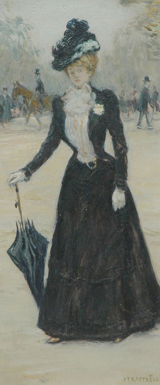 Jean-François Raffaëlli | In the Bois de Boulogne, oil on panel, 22.9 x 10.4 cm, signed l.r.