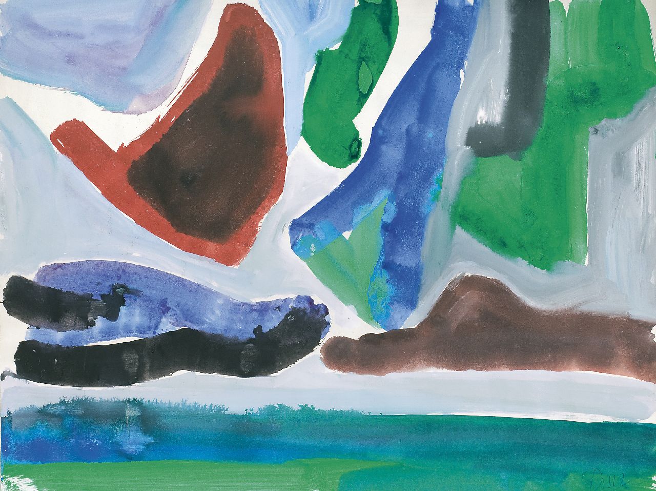 Benner G.  | Gerrit Benner, Landscape, watercolour on paper 49.7 x 64.7 cm, signed l.r. and painted 1970