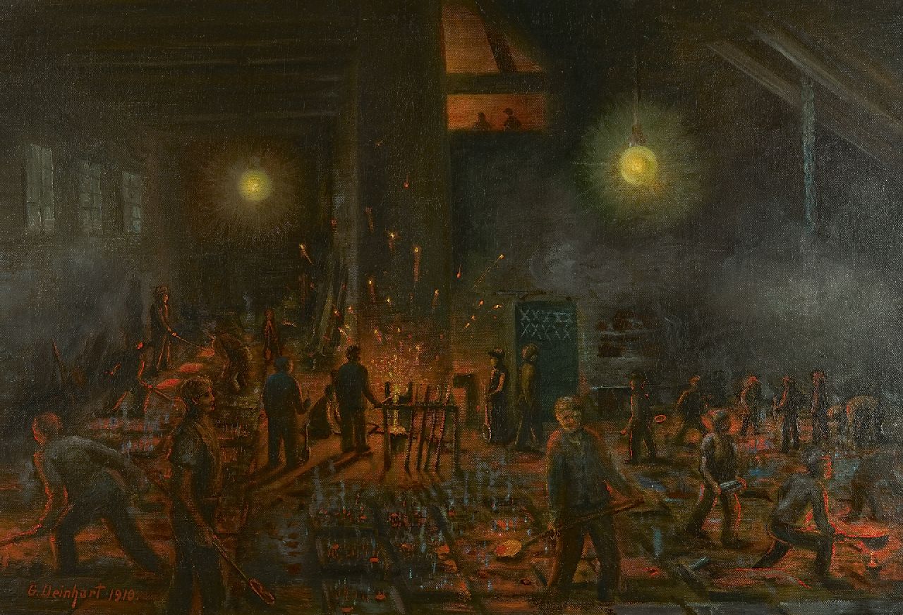 Deinhart G.  | Georg Deinhart, Working men, oil on canvas 60.0 x 88.5 cm, signed l.l. and dated 1910