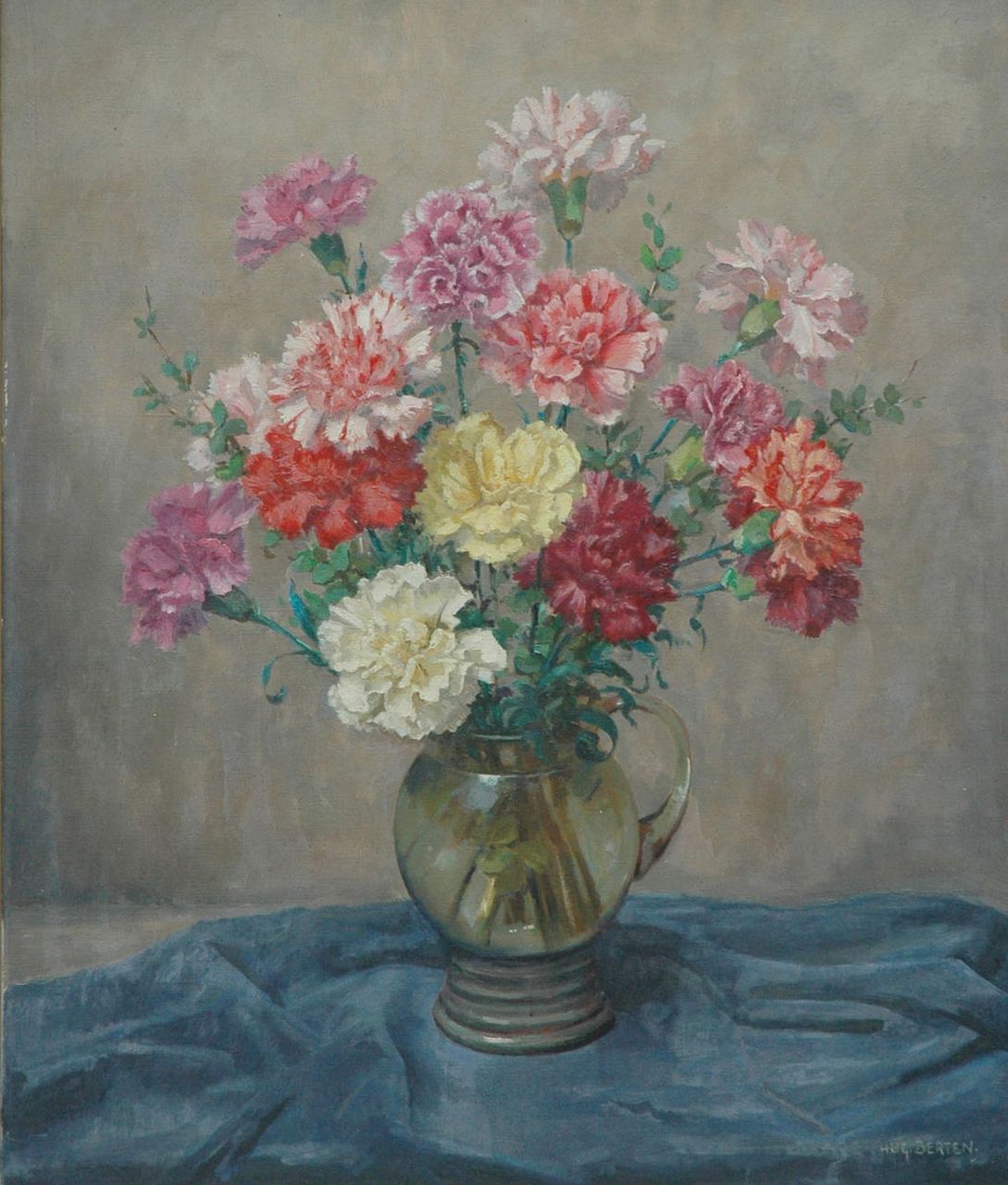 Berten H.H.  | Hermann 'Hugo' Berten, A flower still life, oil on canvas 62.5 x 54.0 cm, signed l.r.