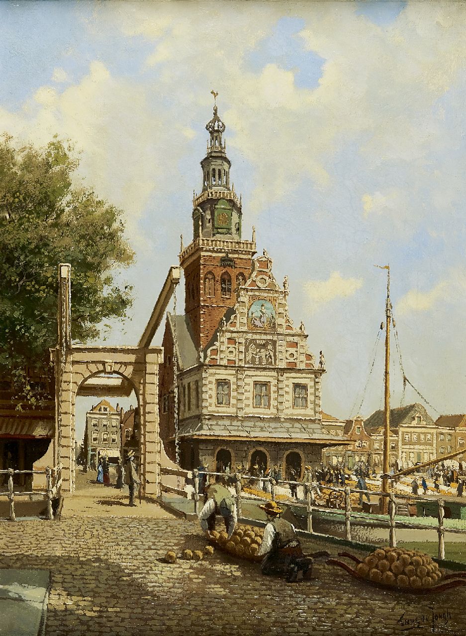 Jongh M.J. de | Martinus Johannes 'Tinus' de Jongh, Cheese market, Alkmaar, oil on canvas 60.0 x 44.8 cm, signed l.r.