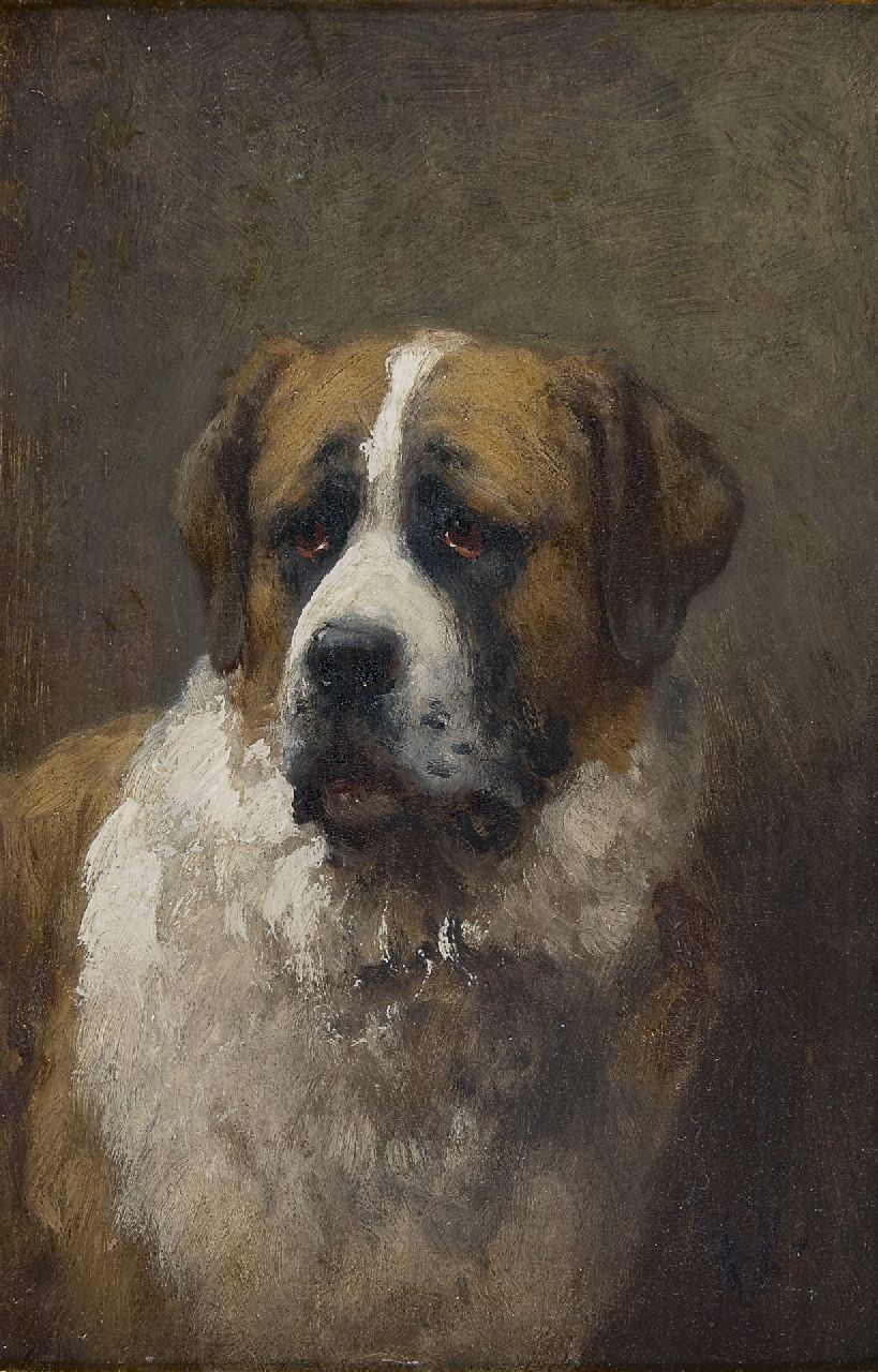 Eerelman O.  | Otto Eerelman, Saint-Bernard dog, oil on panel 24.0 x 15.5 cm, signed l.r. with initials