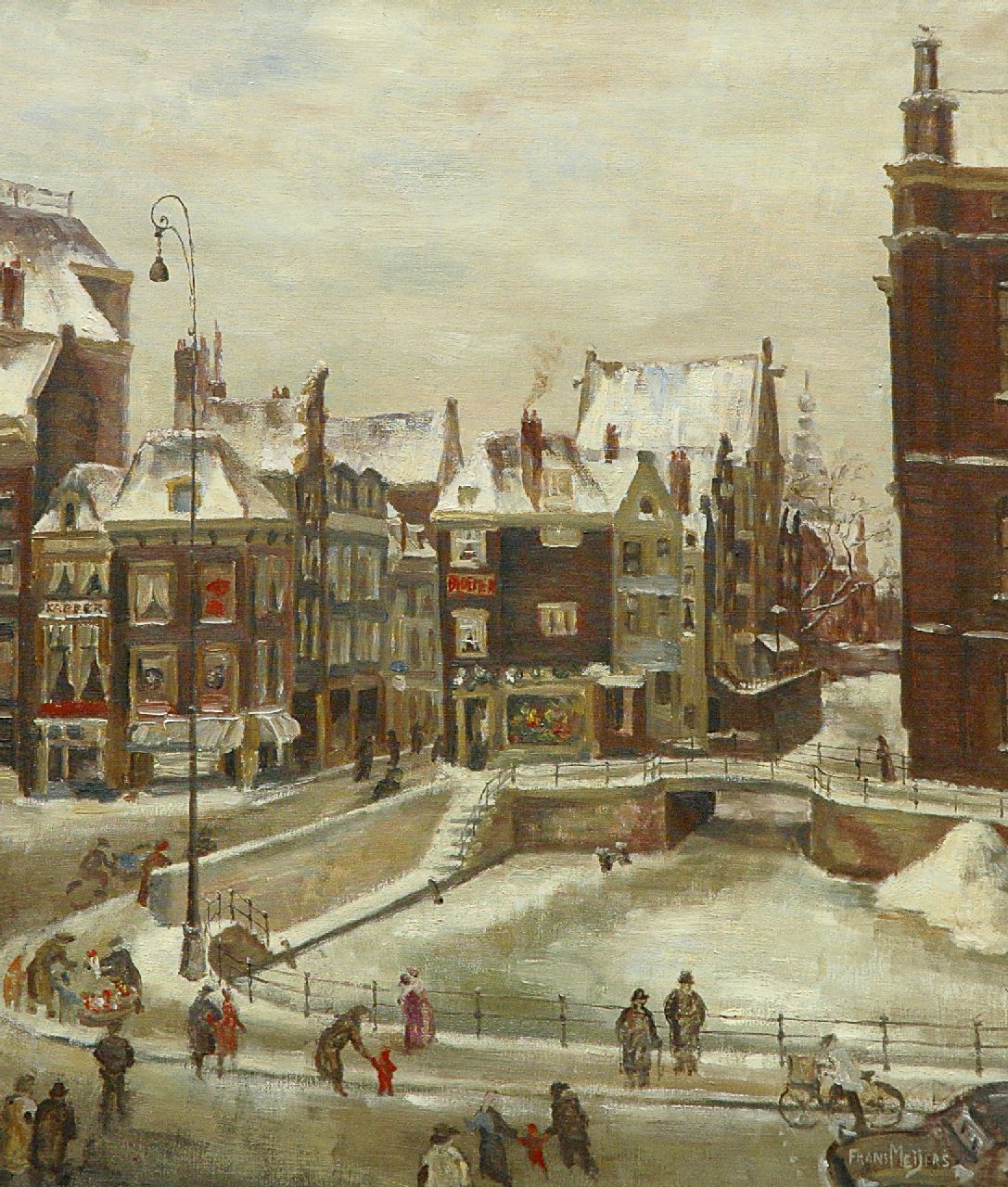 Frans Meijers | A view of  the Rokin in Amsterdam from the Arti building, oil on canvas, 70.1 x 60.1 cm, signed l.r.