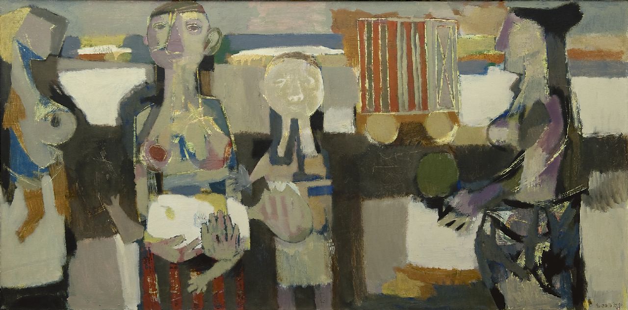 Bitter T.  | Theodorus 'Theo' Bitter, Composition with mother and child, oil on canvas 64.9 x 129.8 cm, signed l.r. and on the stretcher and dated on the stretcher '63