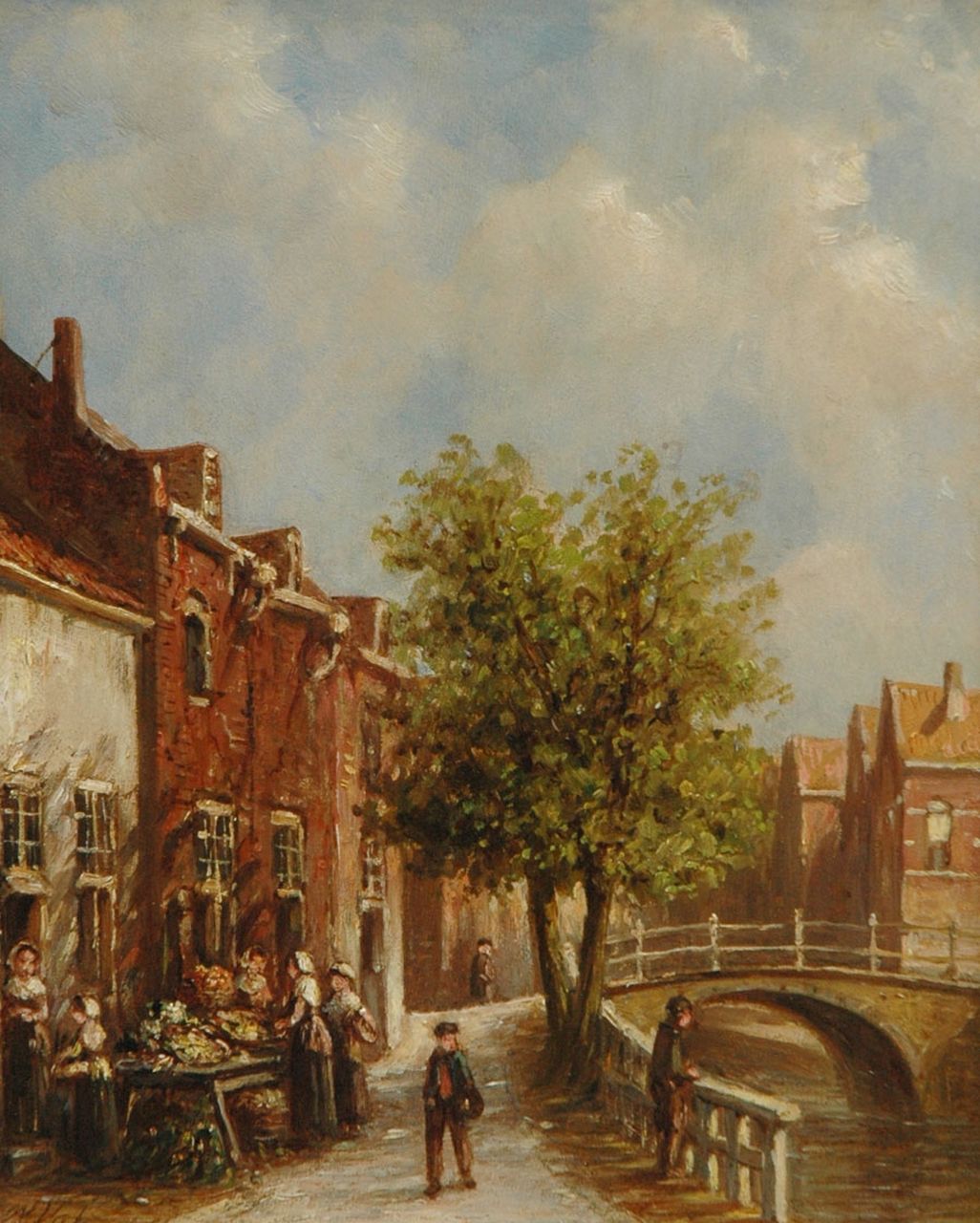 Vertin P.G.  | Petrus Gerardus Vertin, Dutch street, oil on panel 22.0 x 17.7 cm, signed l.l.