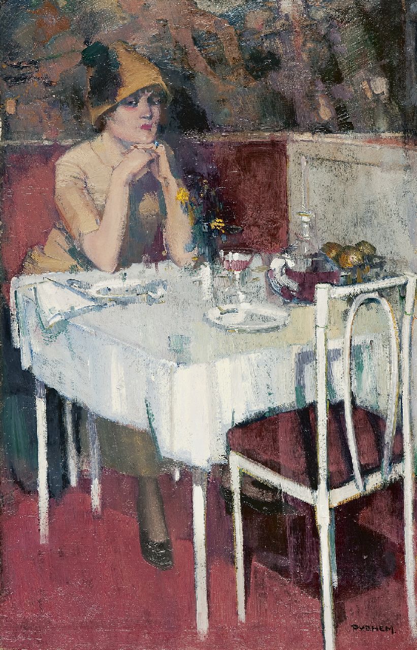 Hem P. van der | Pieter 'Piet' van der Hem, Café de Paris, oil on canvas 88.0 x 57.3 cm, signed l.r.