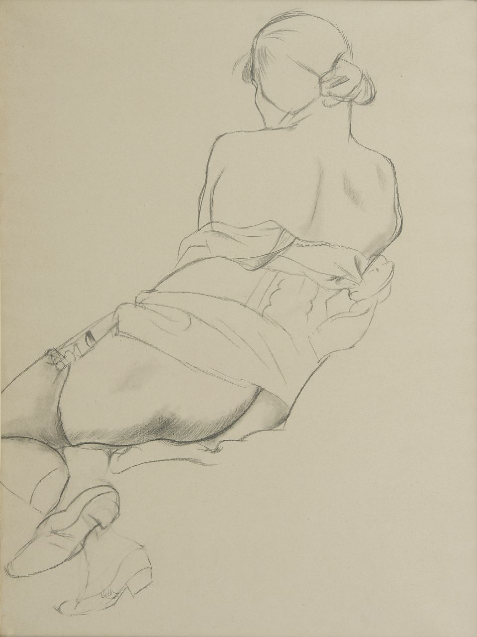 Grosz G.  | George 'Georg' Grosz | Watercolours and drawings offered for sale | Nude, seen from the back, pencil on paper 58.0 x 43.0 cm, r.o. dated with stamp 19 NOV 23