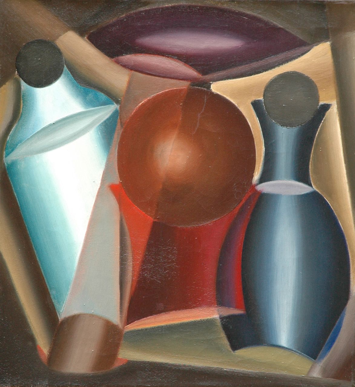 Rinsema T.  | Thijs Rinsema, composition, oil on canvas 45.9 x 42.4 cm, signed on the reverse and Painted ca. 1922-1930