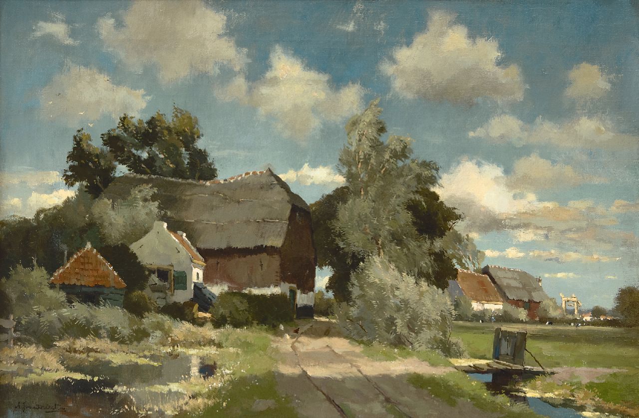 Driesten A.J. van | Arend Jan van Driesten | Paintings offered for sale | A farm in a polder landscape, oil on canvas 40.5 x 61.5 cm, signed l.l.
