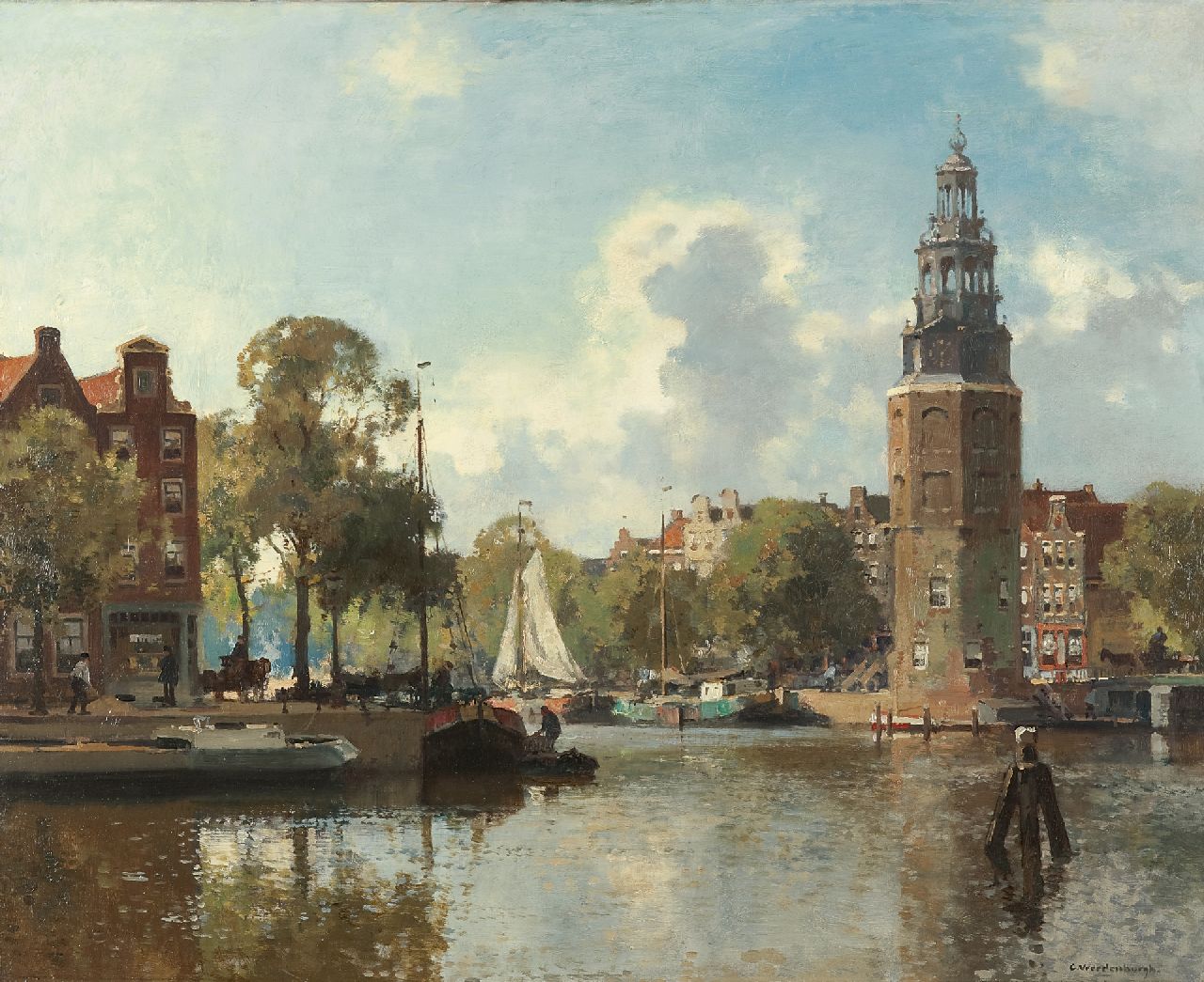 Vreedenburgh C.  | Cornelis Vreedenburgh, The Montelbaans tower, Amsterdam, oil on canvas 60.0 x 73.9 cm, signed l.r.