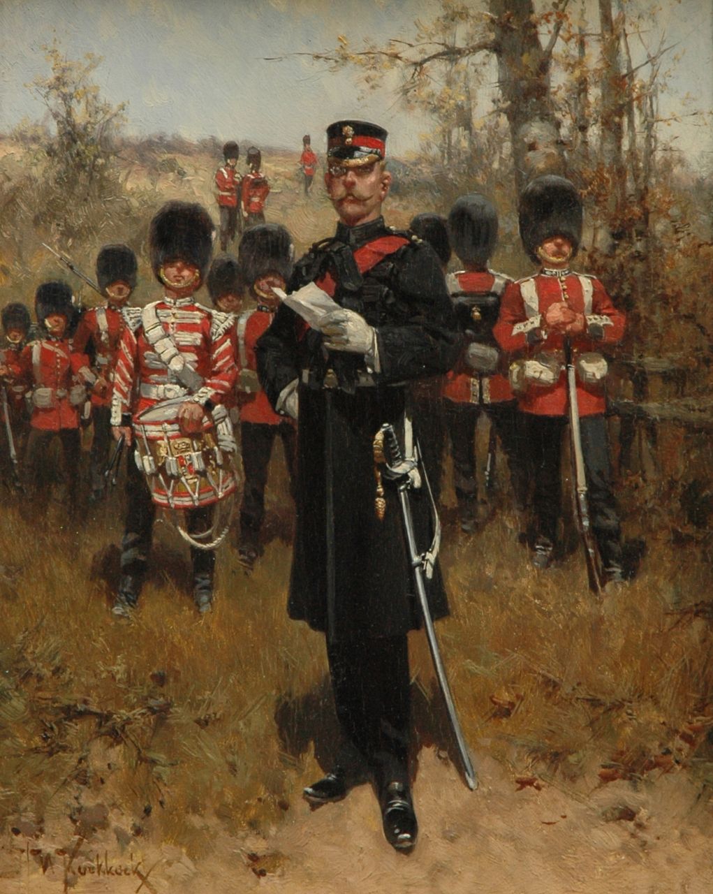 Koekkoek H.W.  | Hermanus Willem Koekkoek, The Grenadier Guards of the British army, oil on panel 27.0 x 21.2 cm, signed l.l. and painted ca. 1898