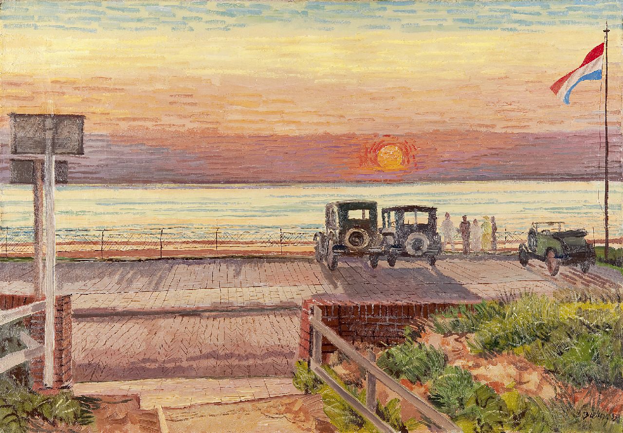 Bieling H.F.  | Hermann Friederich 'Herman' Bieling, Sunset at the seafront, oil on canvas 51.5 x 73.3 cm, signed l.r. and dated '33