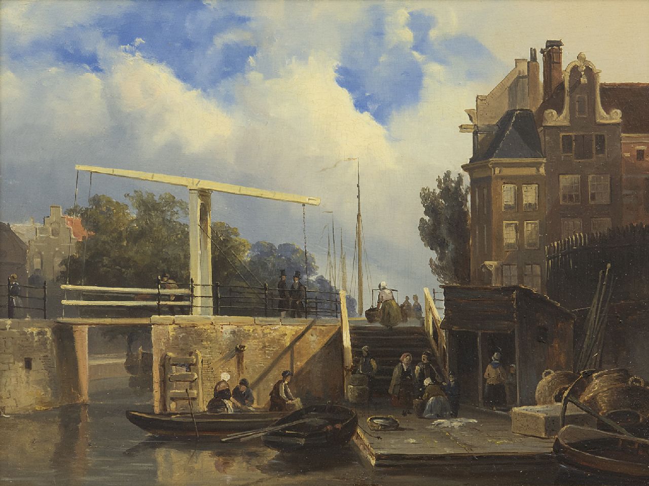 Springer C. | Cornelis Springer | Paintings offered for sale | A view of the Delftse Vaart in Rotterdam, oil on panel 21.9 x 28.4 cm Springer C. | Cornelis Springer | Paintings offered for sale | A view of the Delftse Vaart in Rotterdam, oil on panel 21.9 x 28.4 cm