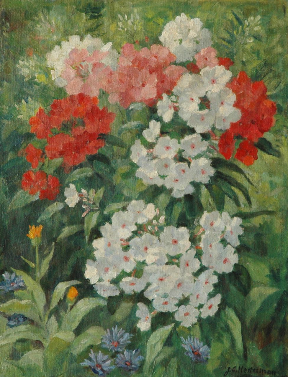 Hesterman jr. J.A.  | Johannes Albertus Hesterman jr., Summer flowers, oil on canvas 44.5 x 35.3 cm, signed l.r.