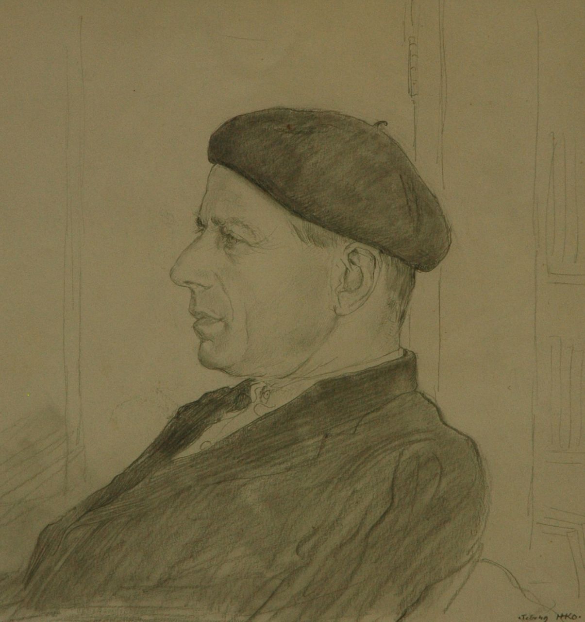 Kamerlingh Onnes H.H.  | 'Harm' Henrick Kamerlingh Onnes, A portrait of Paul Citroen, 1949, pencil on paper 28.5 x 28.0 cm, signed l.r. with monogram and Dated [2?] Febr '49