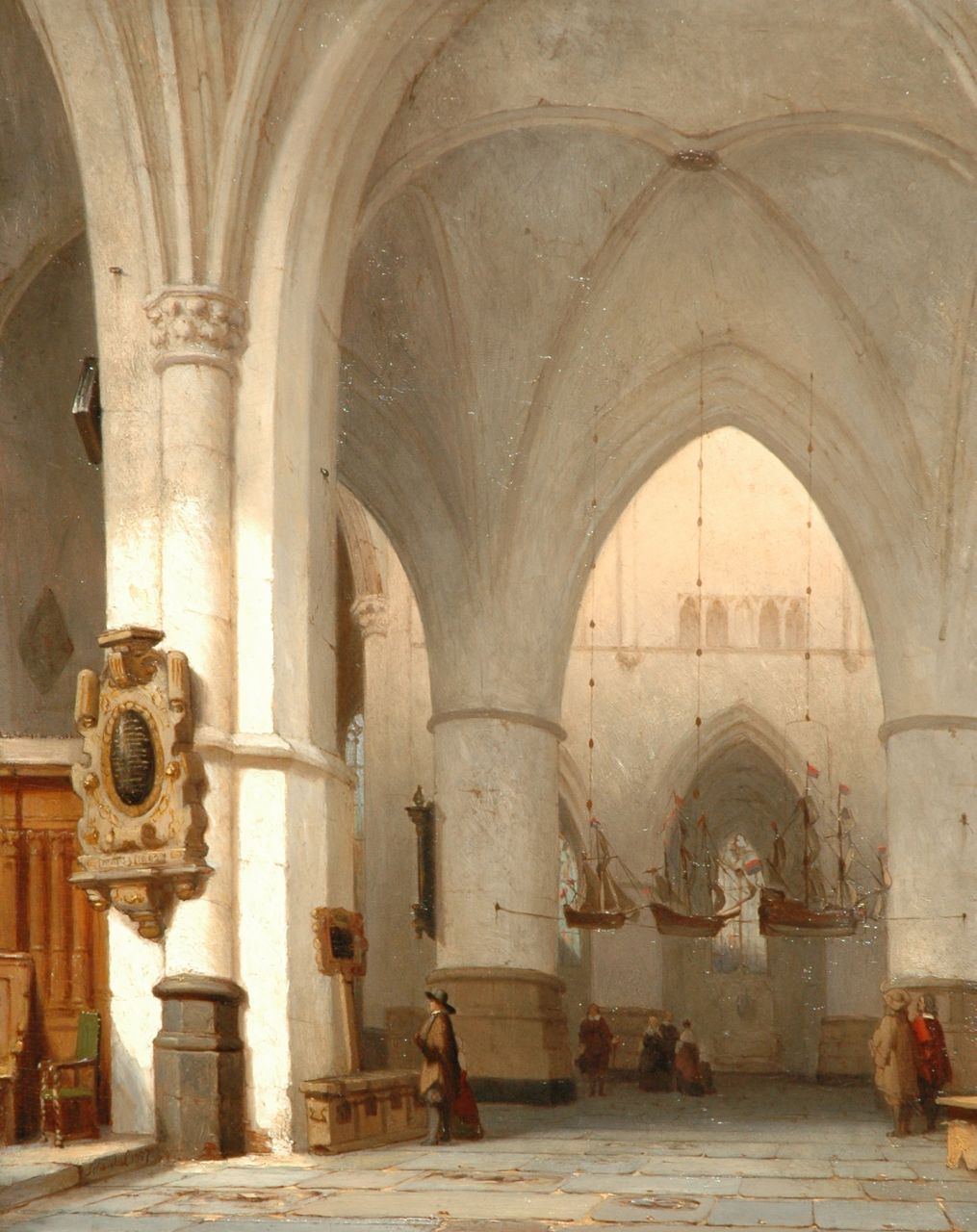 Schenkel J.J.  | Jan Jacob Schenkel, The interior of the St. Bavo church in Haarlem, oil on panel 45.1 x 35.9 cm, signed l.l. and dated 1857