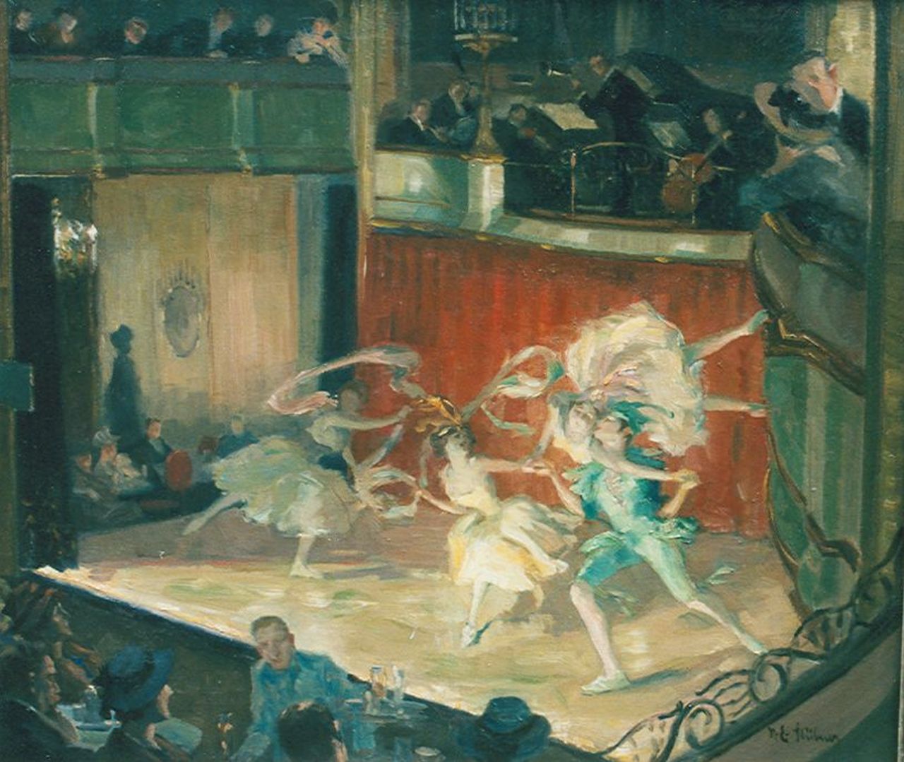 Stübner R.E.  | Robert Emil Stübner, The performance, oil on canvas 61.0 x 71.0 cm, signed l.r.