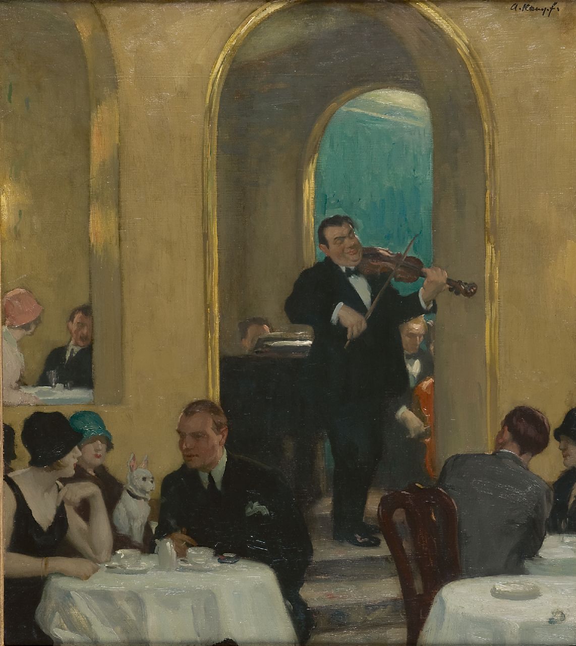 Kampf E.P.A.  | Egbert Paul 'Arthur' Kampf, Tearoom, oil on canvas 73.5 x 65.5 cm, signed u.r.