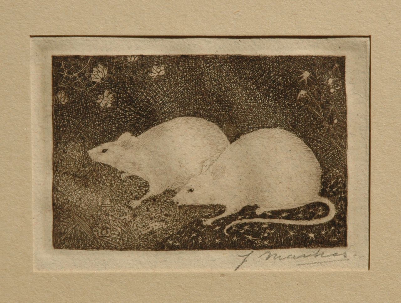 Mankes J.  | Jan Mankes, Two mice, etching on paper 6.8 x 10.2 cm, signed l.r. (with pencil) and executed in 1916