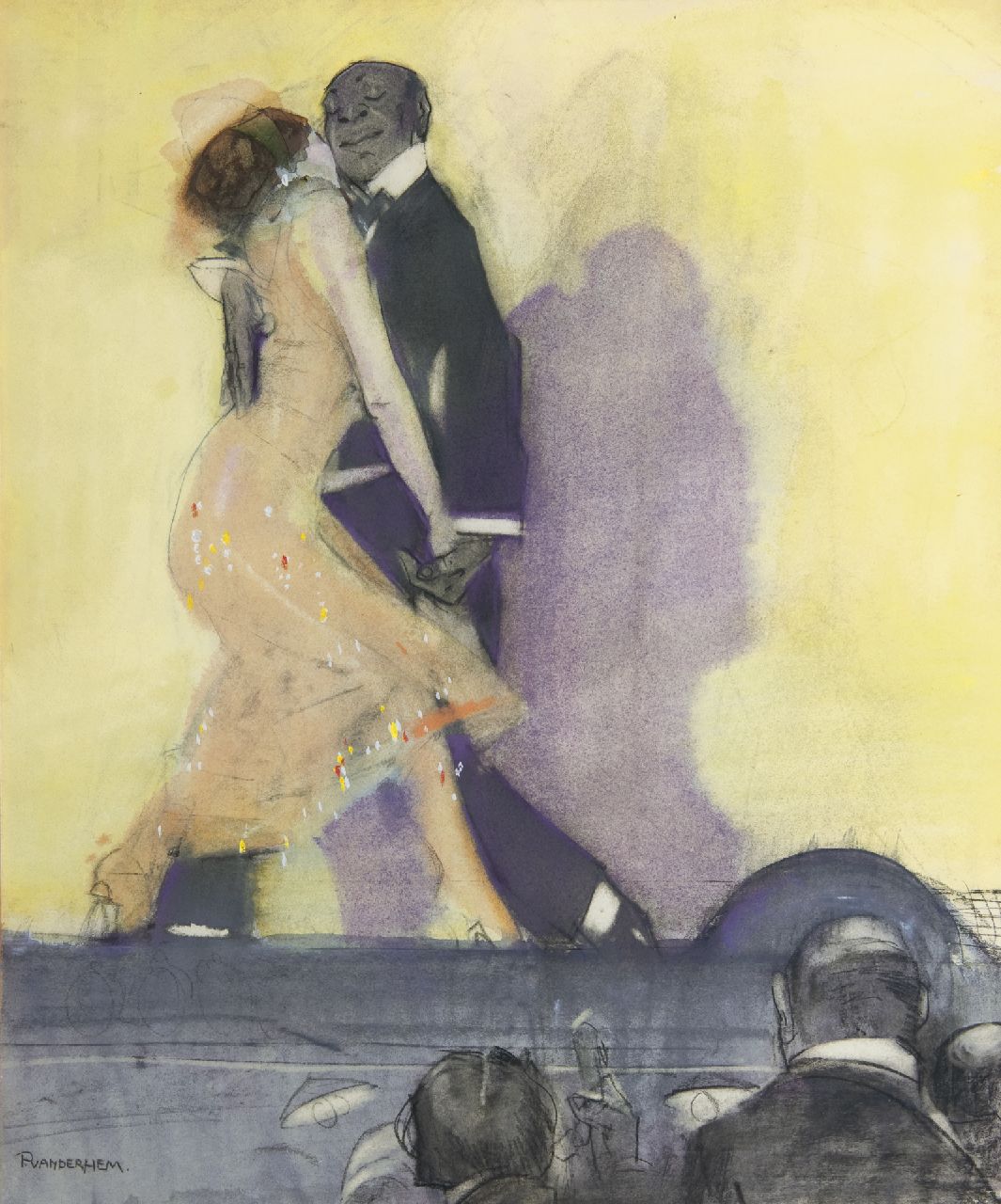 Hem P. van der | Pieter 'Piet' van der Hem, Dancing the tango, pastel and gouache on paper 57.6 x 47.5 cm, signed l.l.