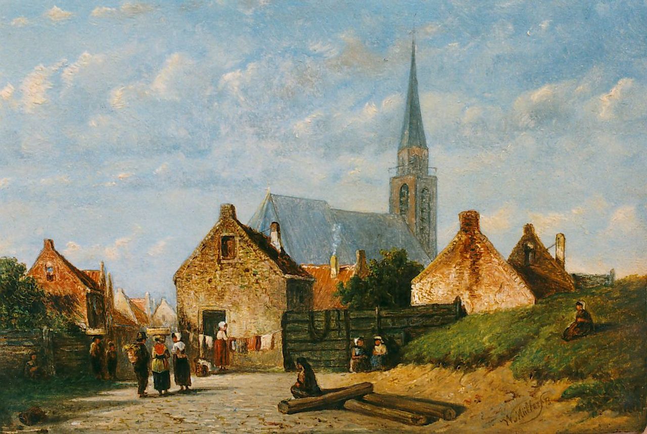 Muller W.G.  | Wilhelmus Gerardus 'Willem' Muller, A view of a village, oil on panel 16.0 x 22.8 cm, signed l.r. and dated '73