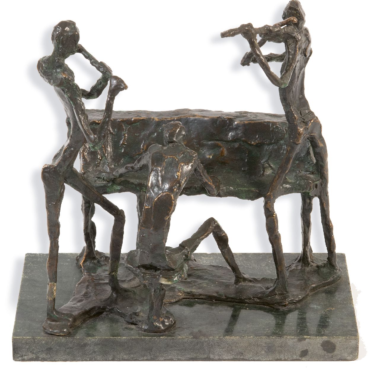 Bakker W.F.  | Willem Frederik 'Jits' Bakker | Sculptures and objects offered for sale | the concert, bronze 21.0 x 21.1 cm, signed on the base with initials