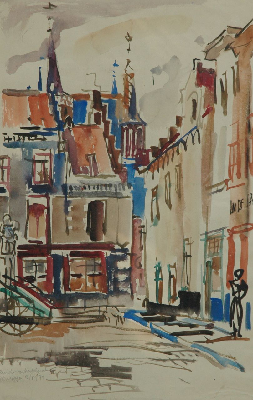 Jordens J.G.  | 'Jan' Gerrit Jordens, Huidenvettersplein, Brugge, watercolour on paper 49.9 x 32.6 cm, dated 8/7/'39