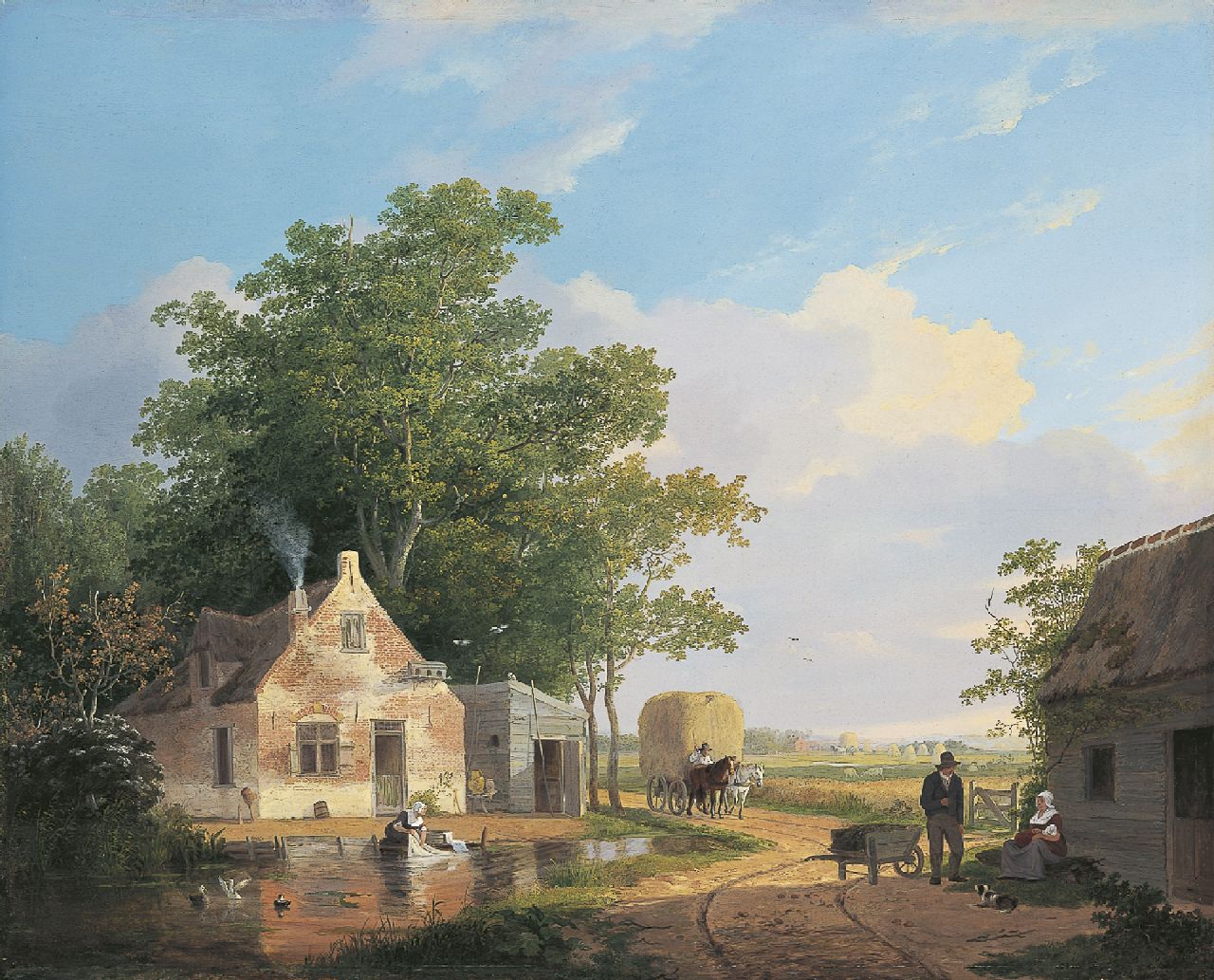 Stok J. van der | Jacobus van der Stok, Idyllic country side, oil on panel 56.5 x 70.0 cm, signed r.c.