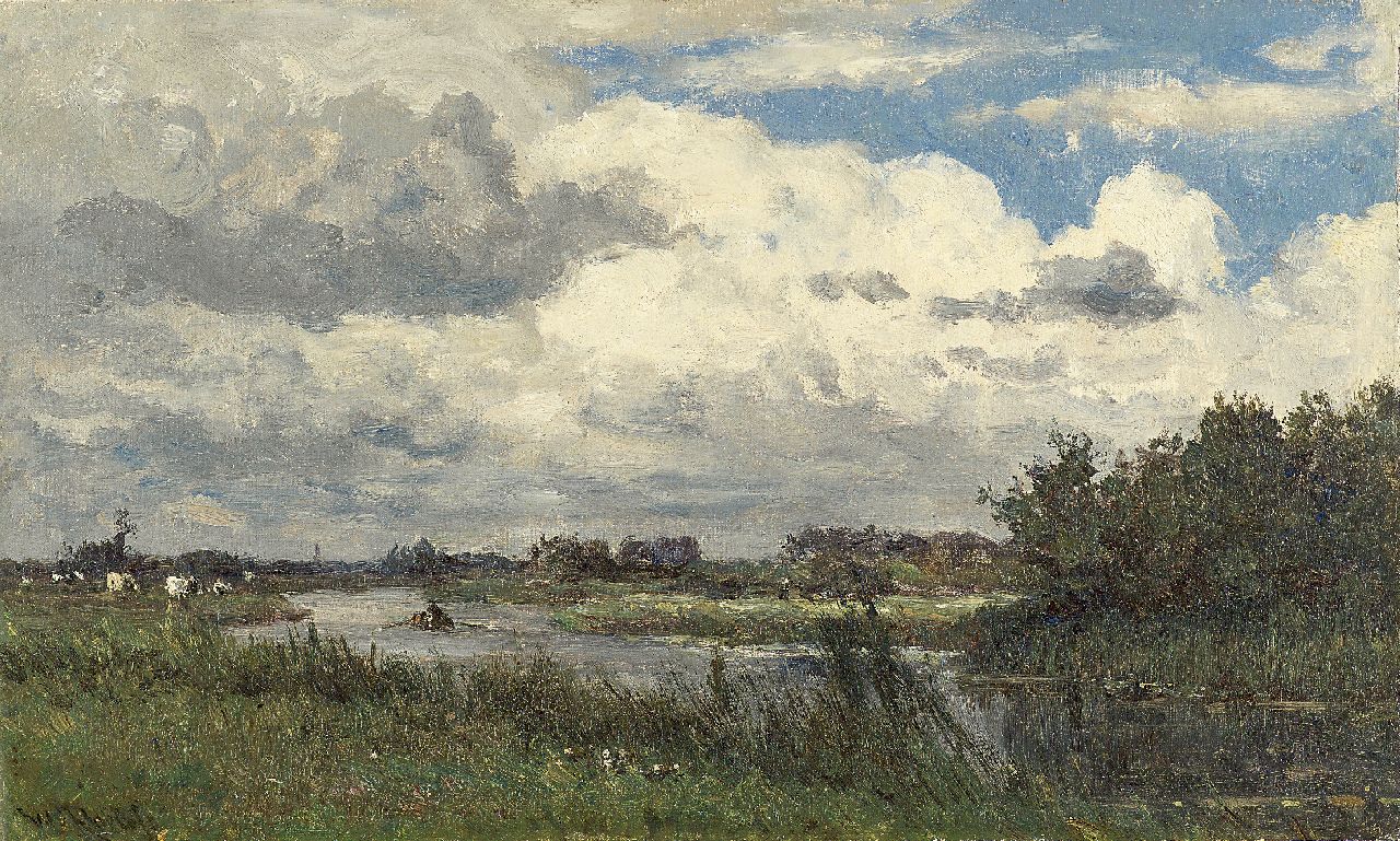 Roelofs W.  | Willem Roelofs, Loosdrecht, oil on canvas laid down on panel 26.3 x 44.1 cm, signed l.l. and painted ca. 1881