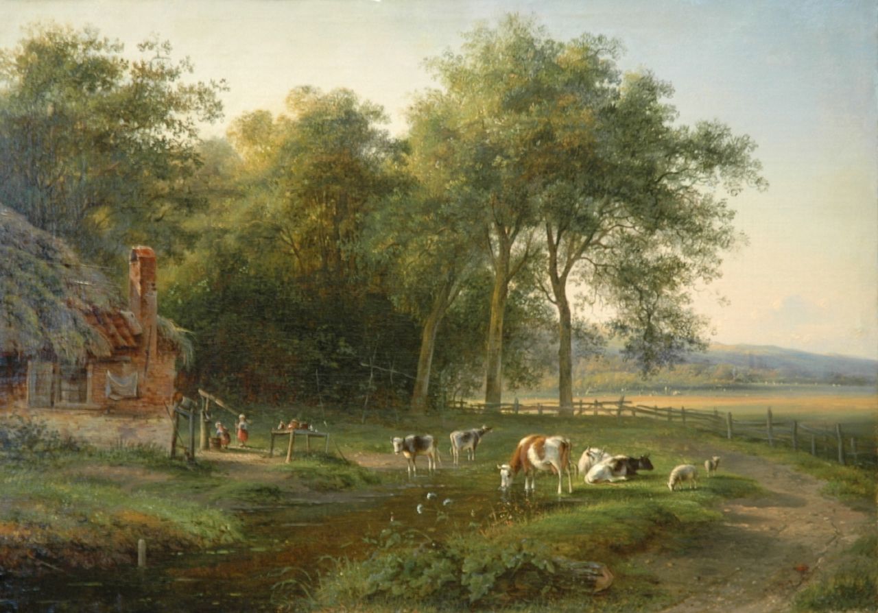 Ravenswaay J. van | Jan van Ravenswaay, Cattle in a summer landscape, oil on canvas 49.4 x 70.1 cm, signed l.r. (vague)