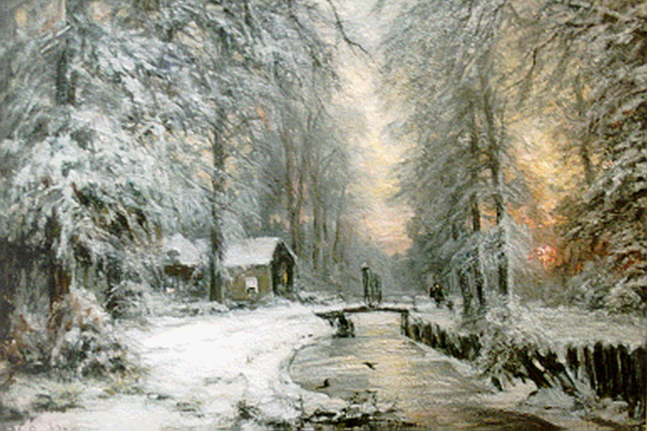 Apol L.F.H.  | Lodewijk Franciscus Hendrik 'Louis' Apol, A winter landscape by sunset, oil on canvas 57.0 x 82.1 cm, signed l.l.